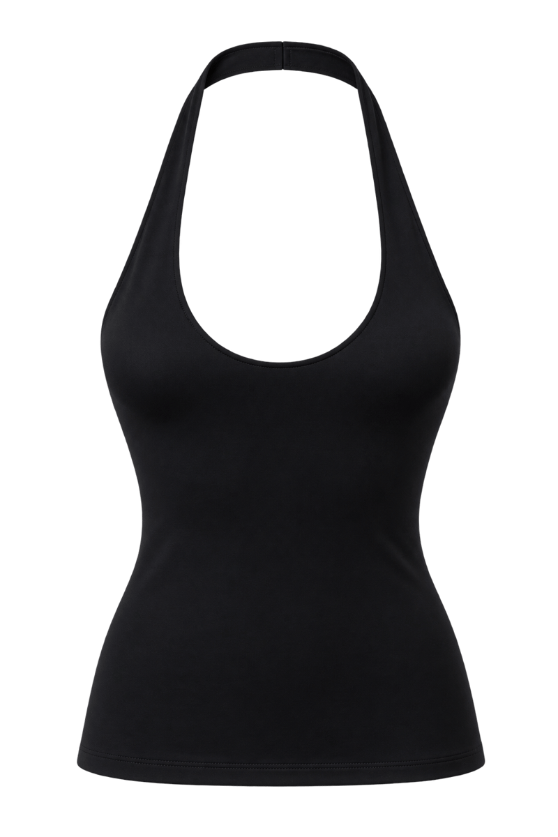 Siyah Polyamid Halter Top