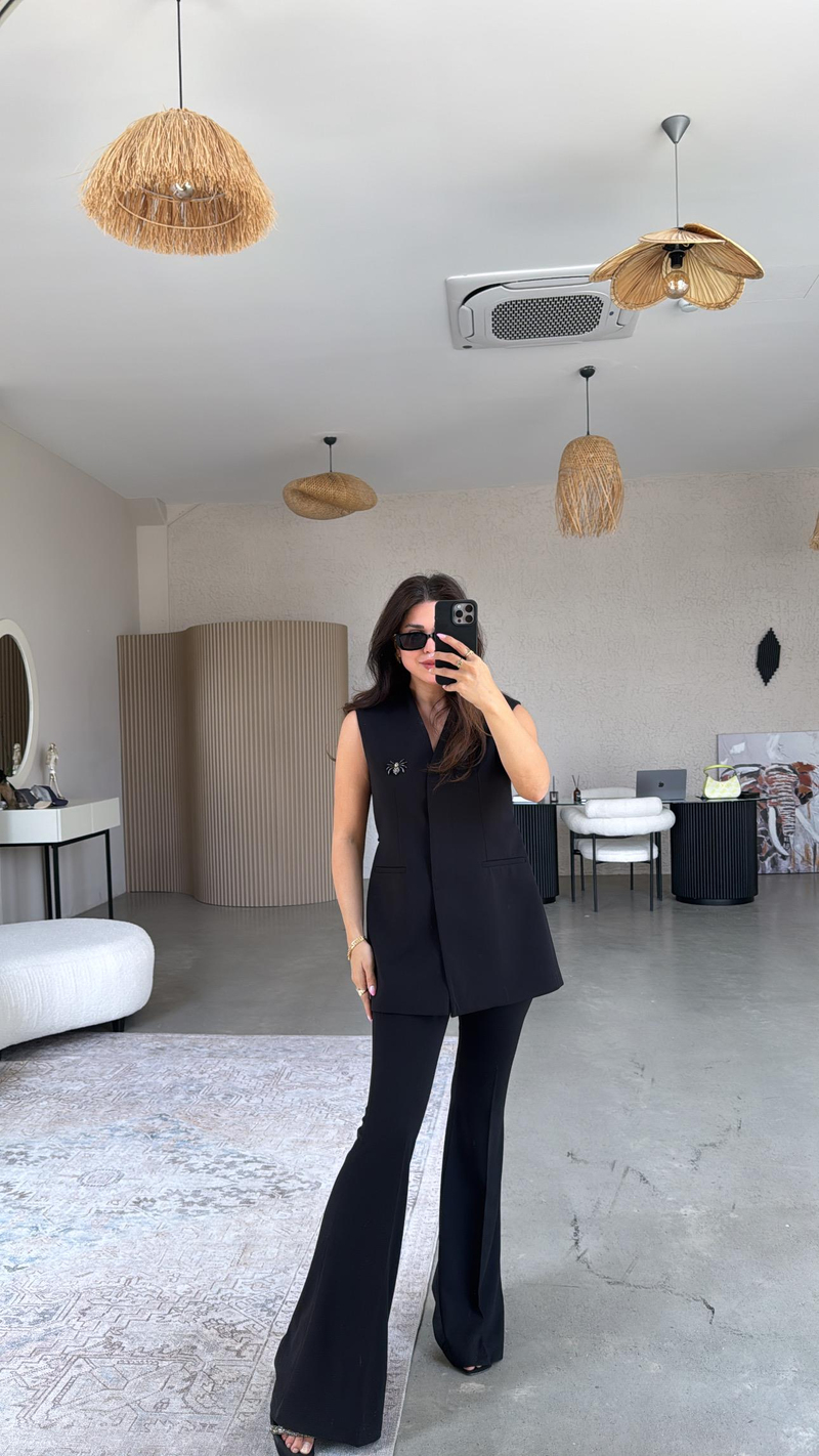 Siyah Premium Fit Gösteren İspanyol Kumaş Pantolon