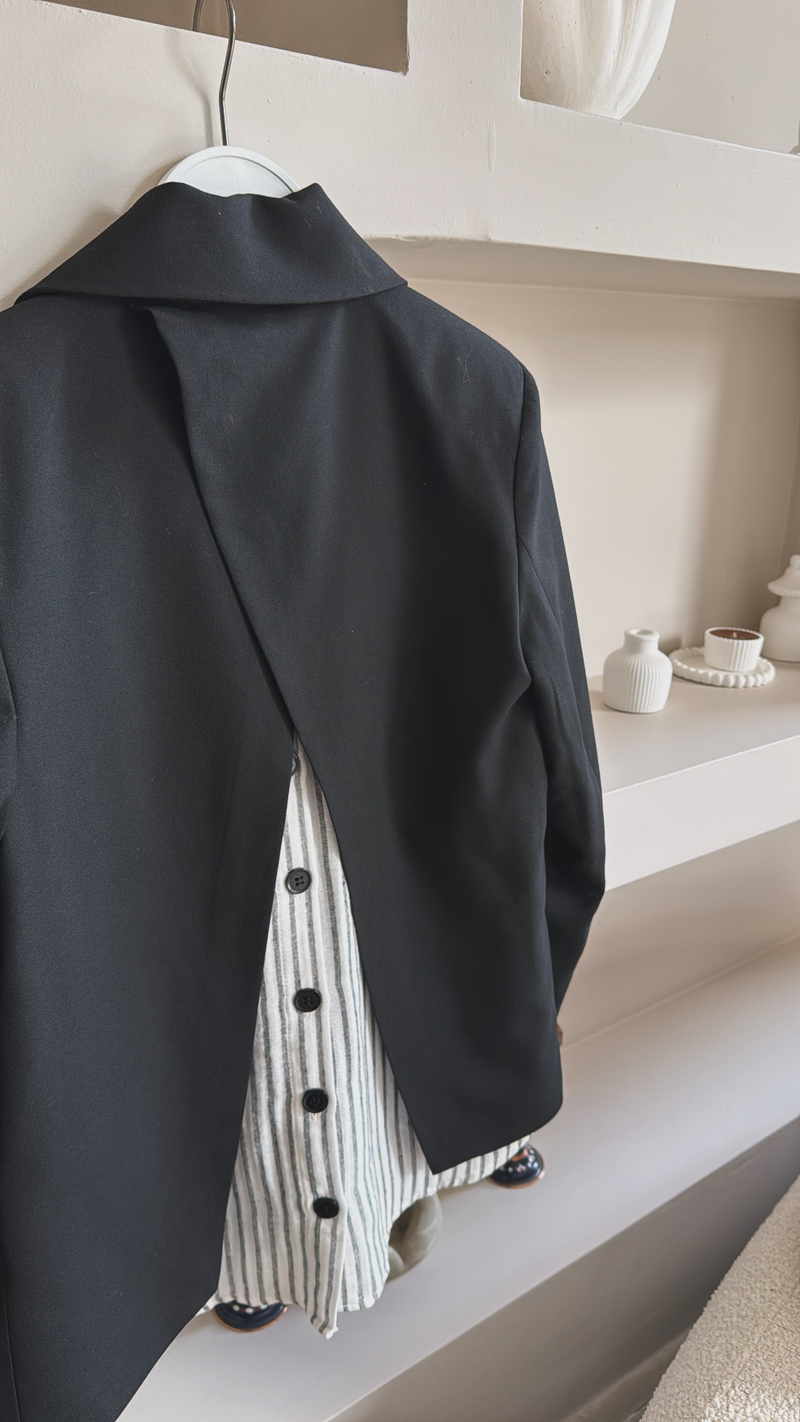 Siyah Premium Gömlek Detaylı Ceket Pantolon Takım