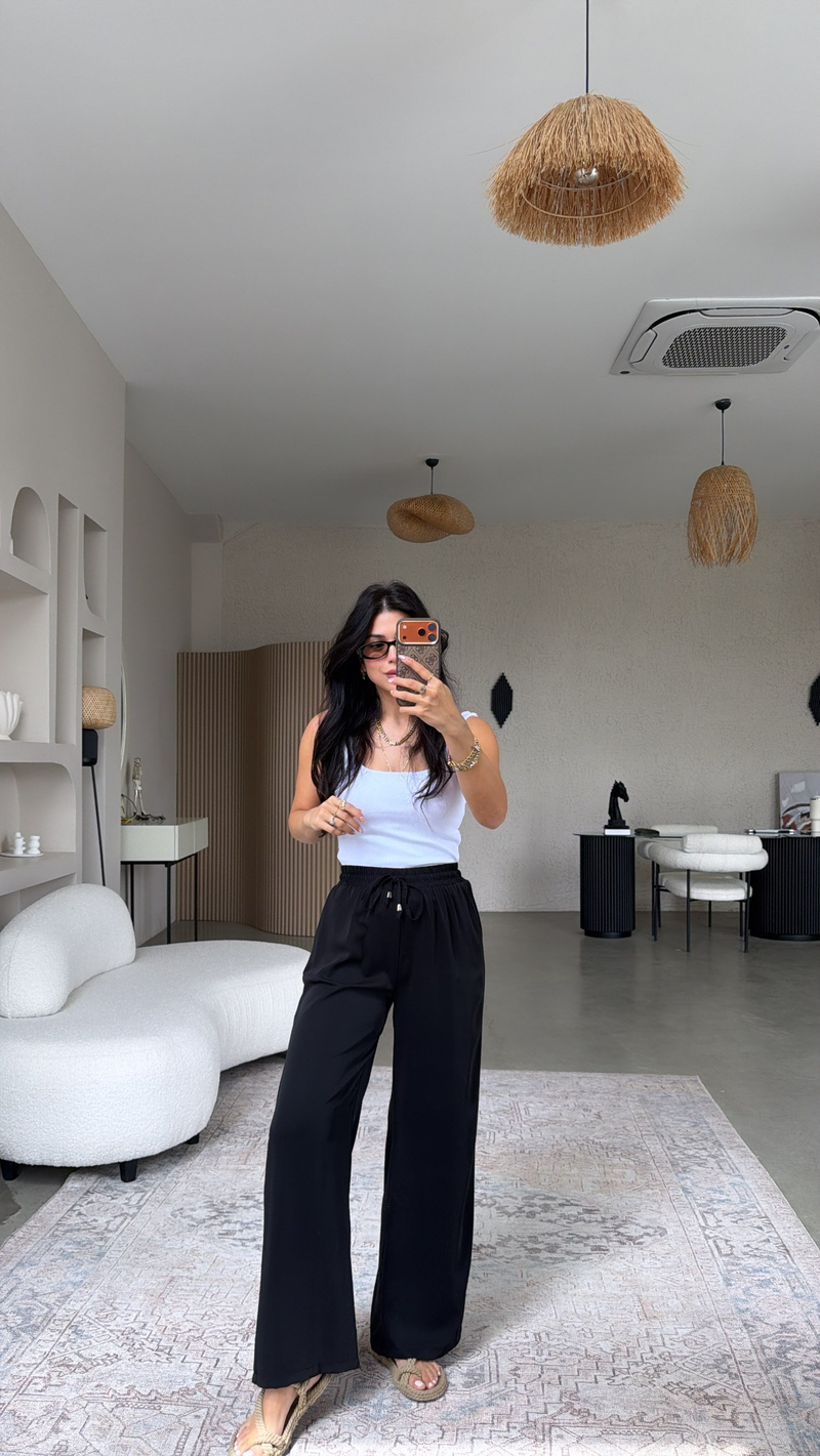 Siyah Premium Tiril Kumaş Pantolon