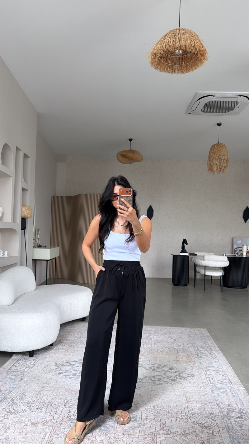 Siyah Premium Tiril Kumaş Pantolon