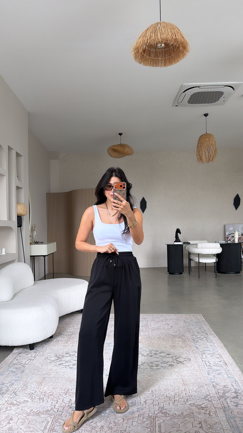 Siyah Premium Tiril Kumaş Pantolon