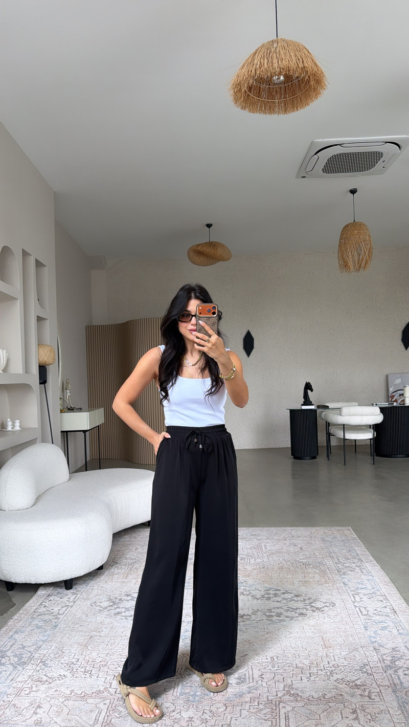 Siyah Premium Tiril Kumaş Pantolon