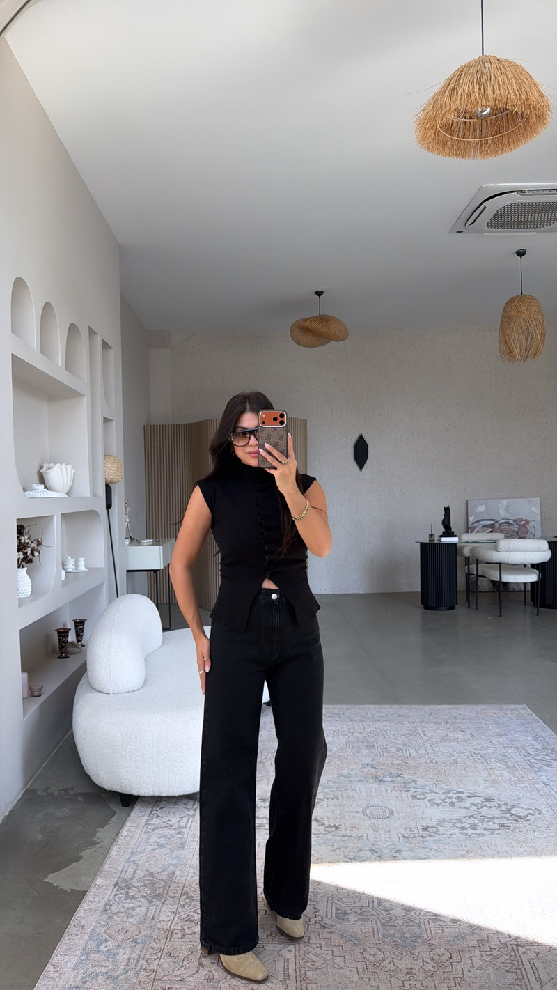 Siyah Straight Fit Jean