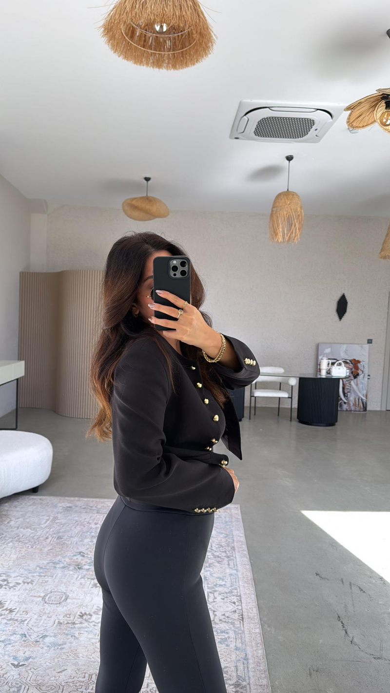 Siyah Tok Kumaş Premium İspanyol Tayt Pantolon
