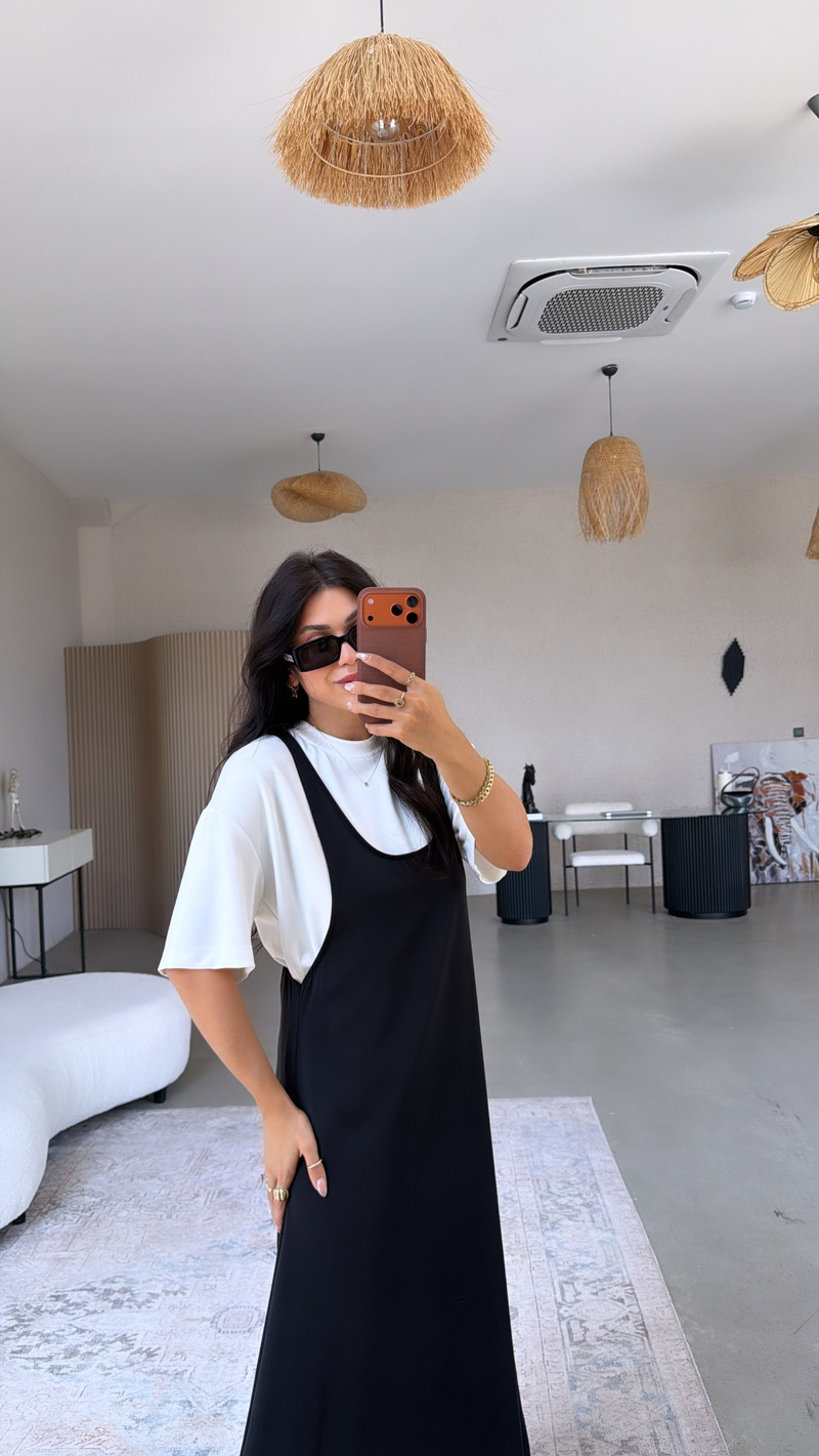 Siyah Twst Orijinal Elbise Tshirt Takım