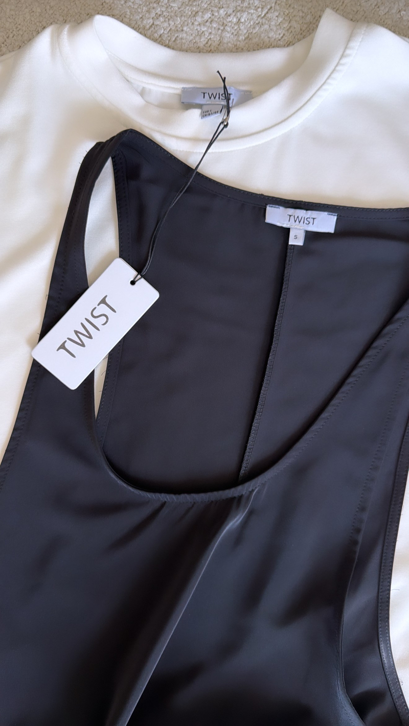 Siyah Twst Orijinal Elbise Tshirt Takım