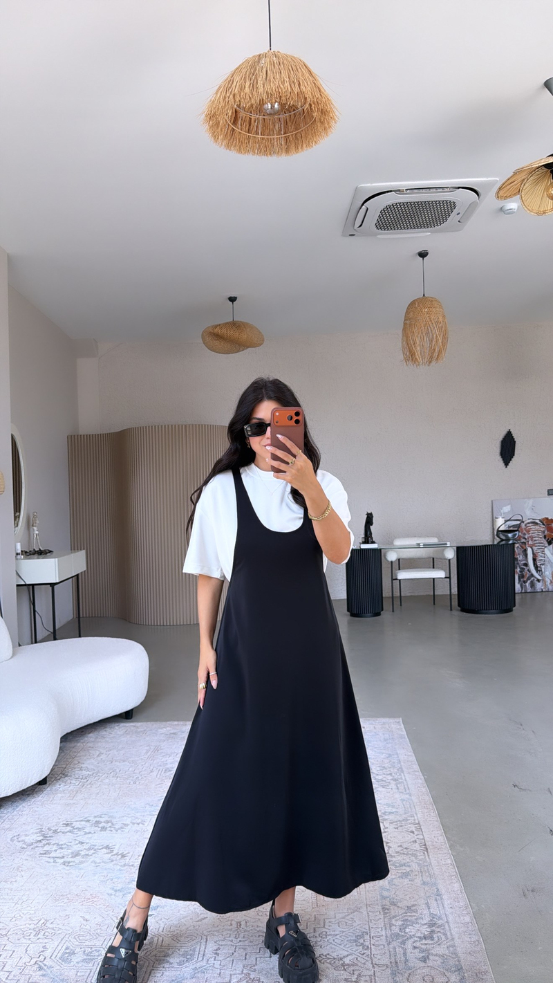 Siyah Twst Orijinal Elbise Tshirt Takım