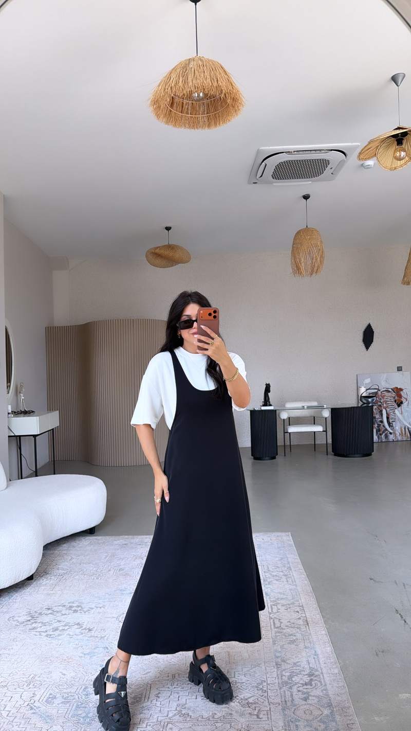 Siyah Twst Orijinal Elbise Tshirt Takım
