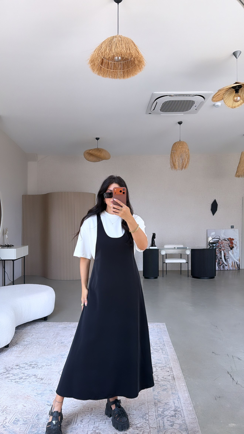 Siyah Twst Orijinal Elbise Tshirt Takım