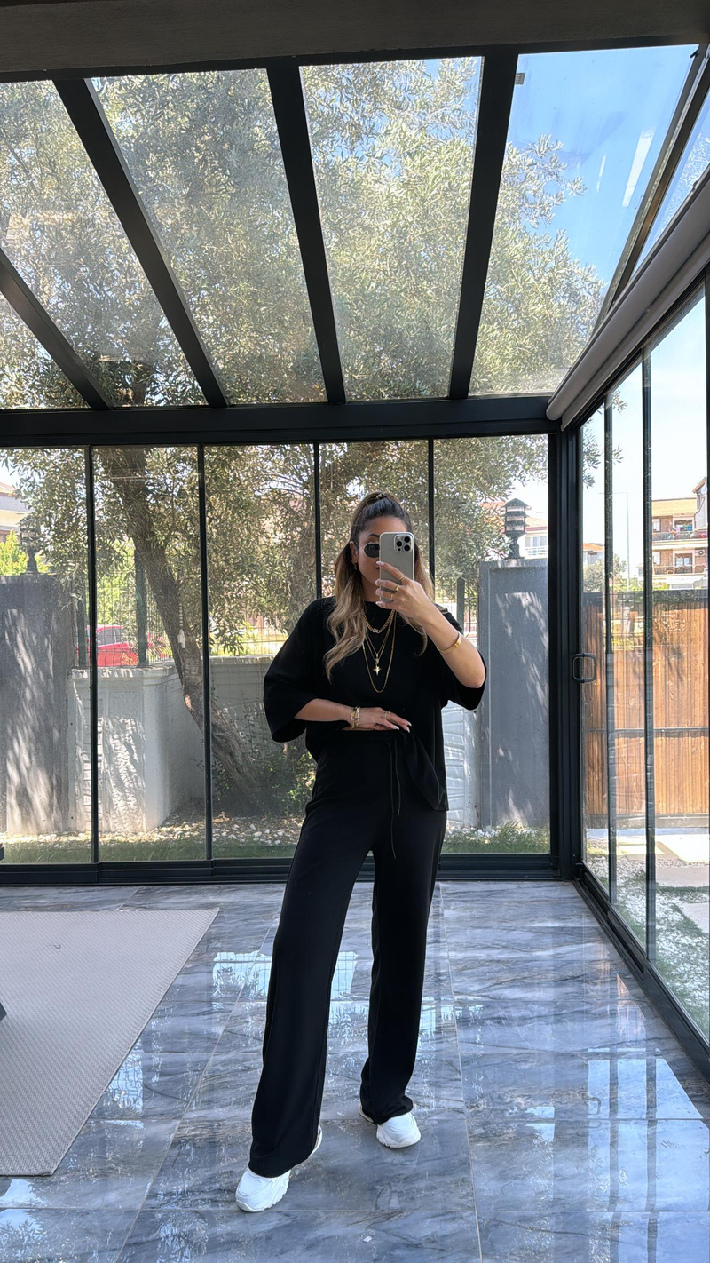 Siyah ZR Bol Paça Basic Takım