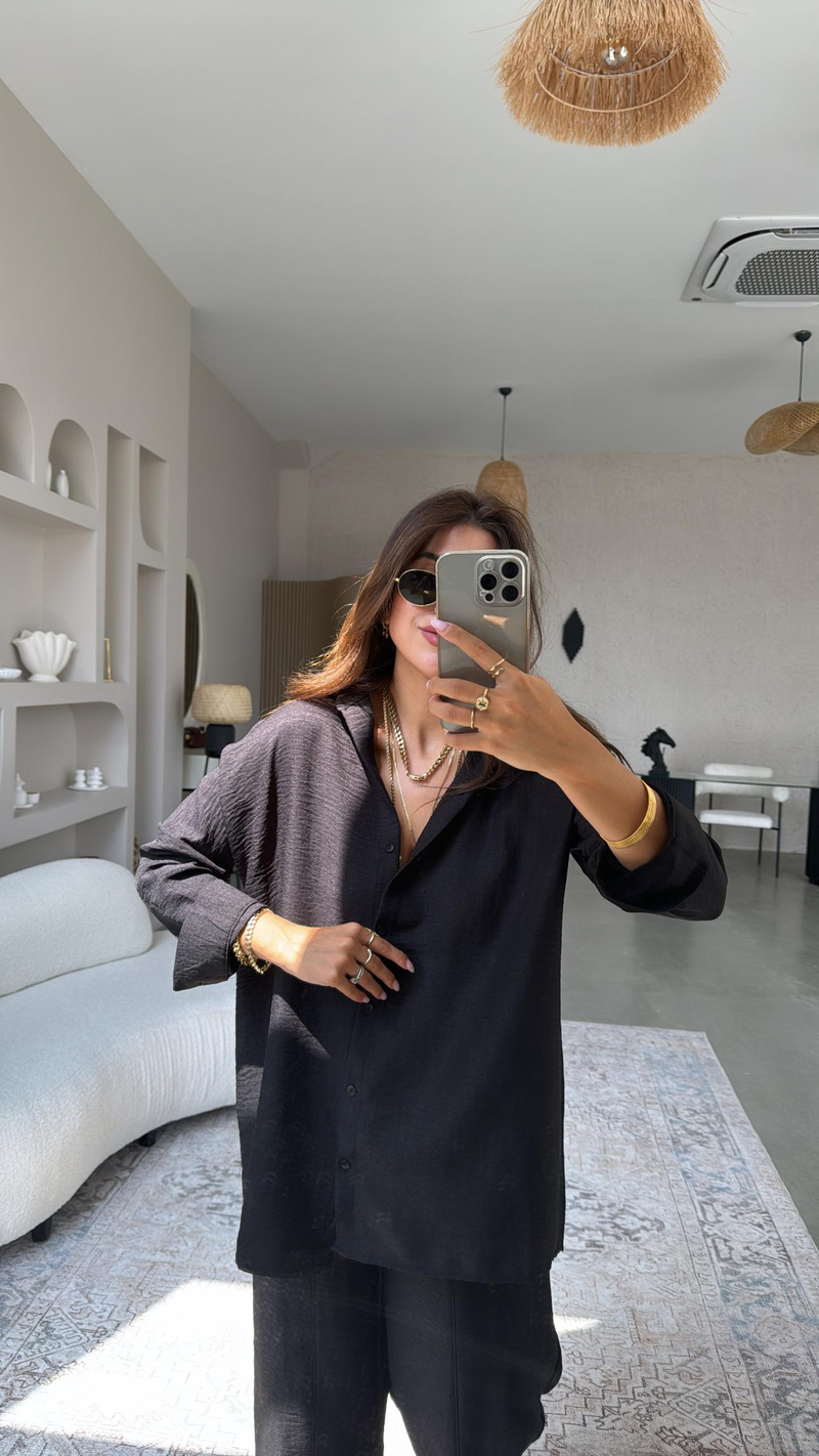 Siyah ZR Gömlek Pantolon Takım