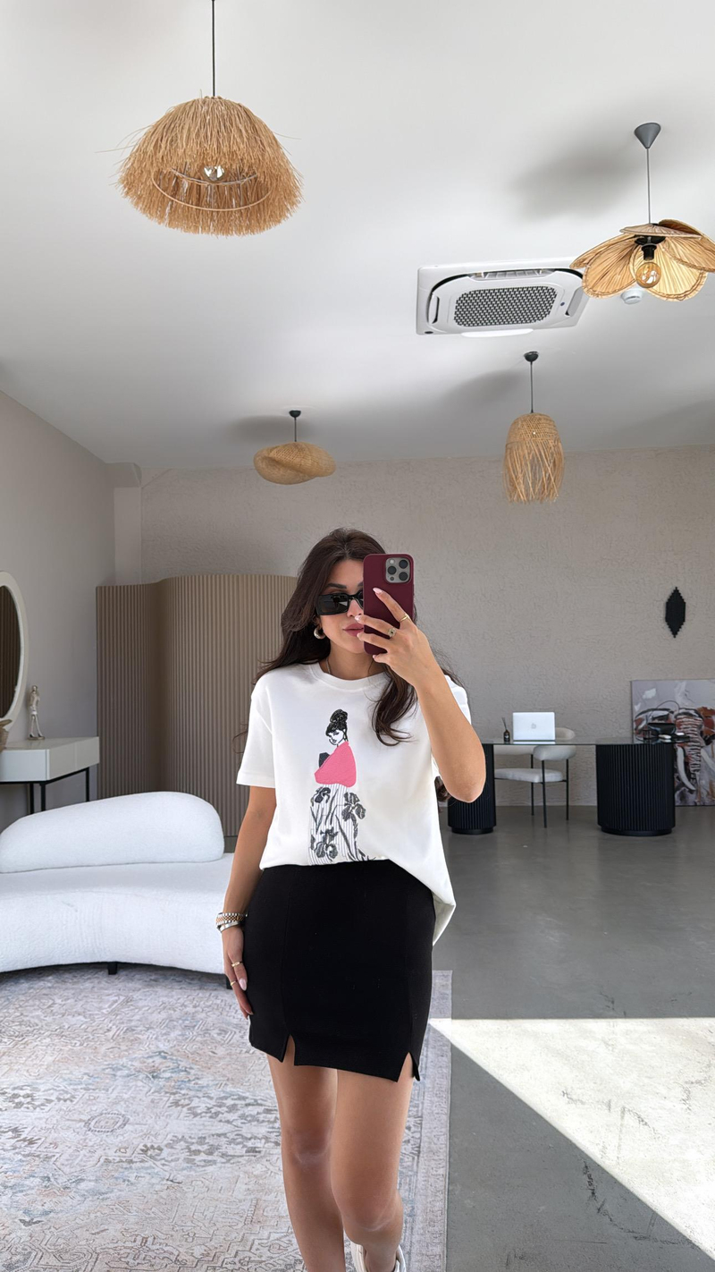 Siyah ZR Mini Çift Yırtmaçlı Etek