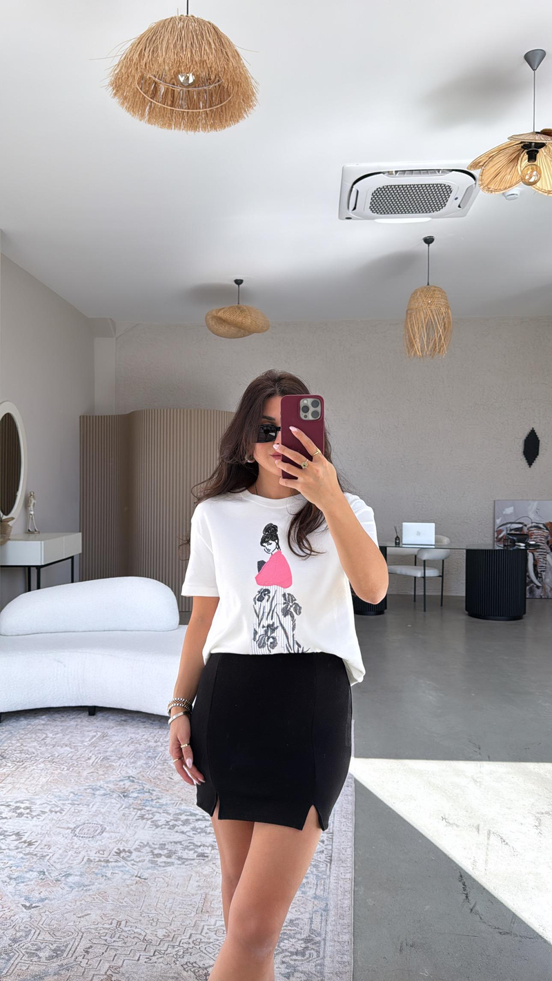 Siyah ZR Mini Çift Yırtmaçlı Etek