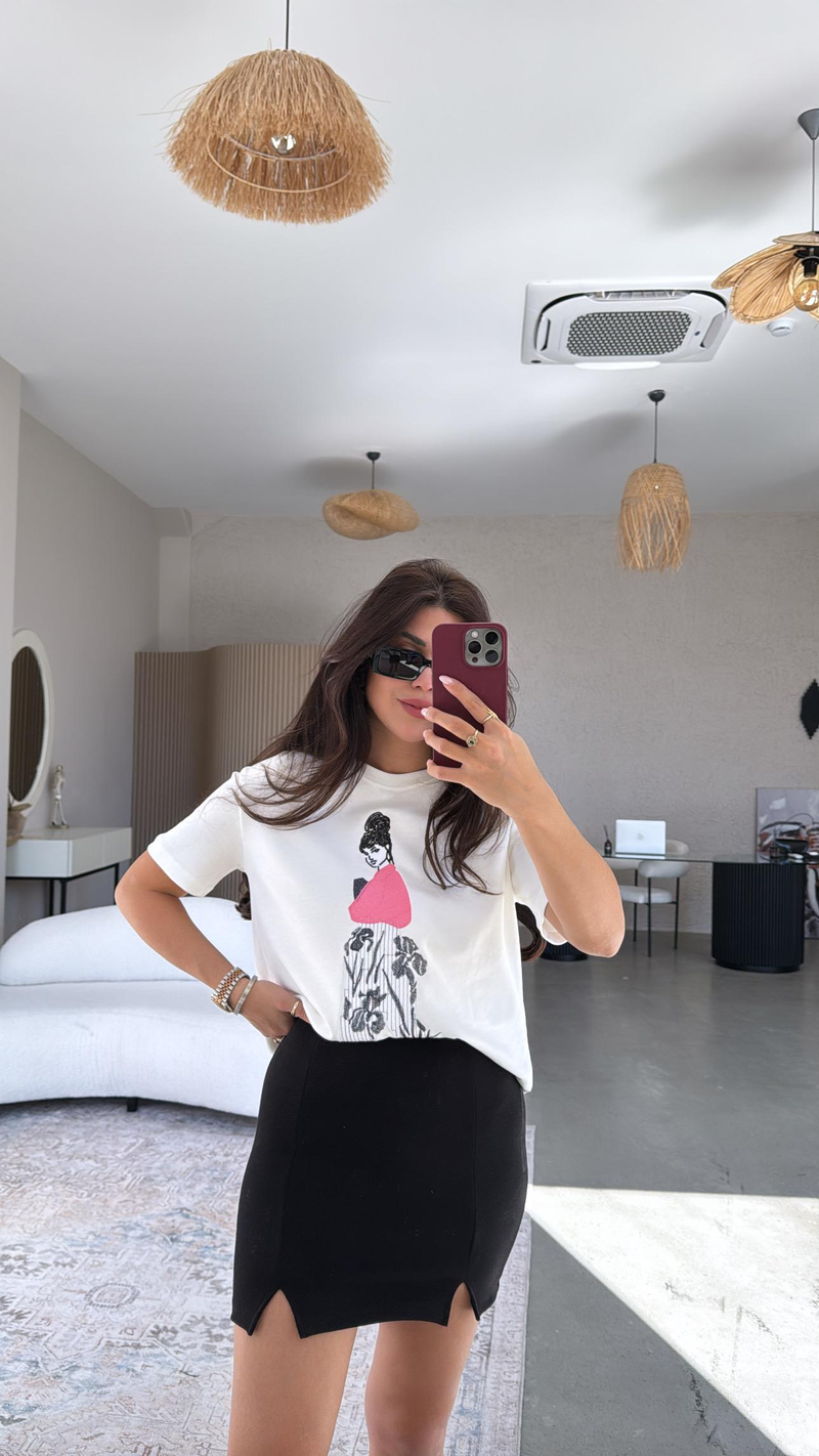 Siyah ZR Mini Çift Yırtmaçlı Etek