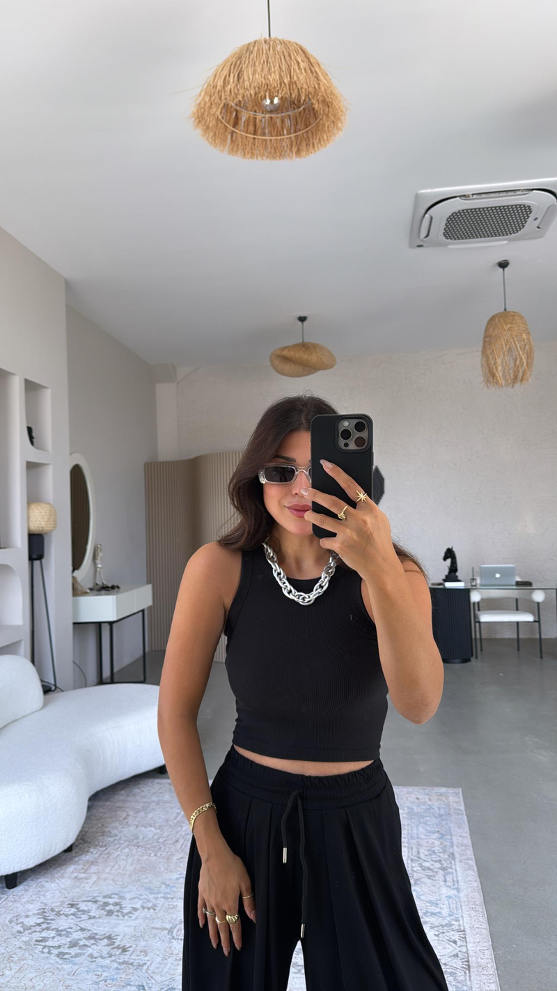 Siyah Zr Model Crop Ribana Atlet