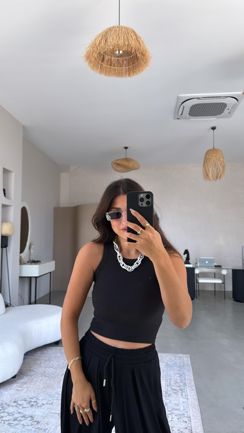 Siyah Zr Model Crop Ribana Atlet