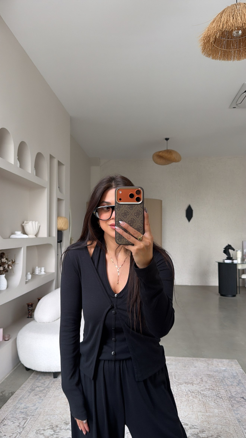 Siyah ZR Model Kendinden Yelekli İnce Takım