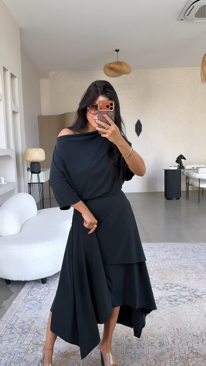 Siyah ZR Model Pike Modal Premium Etek Bluz Takım