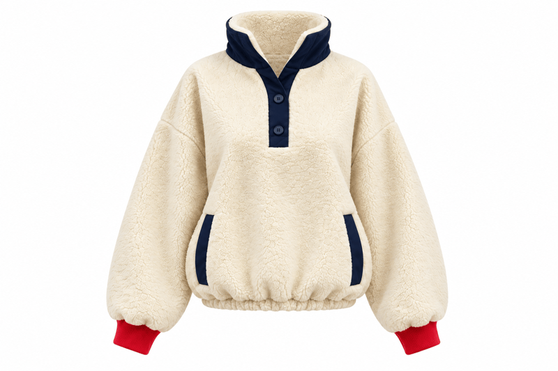 Teddy Yakası Düğmeli Ayıcık Sweatshirt