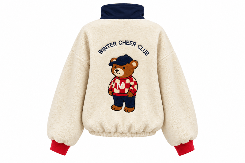 Teddy Yakası Düğmeli Ayıcık Sweatshirt