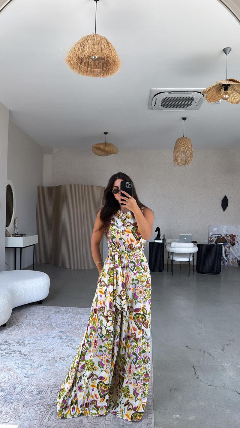 Turunculu Desenli Bol Paça Tulum