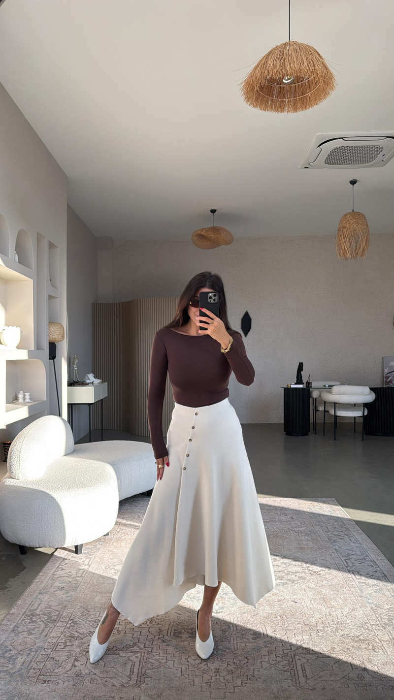Vanilya Selanik ZR Model Düğmeli Etek