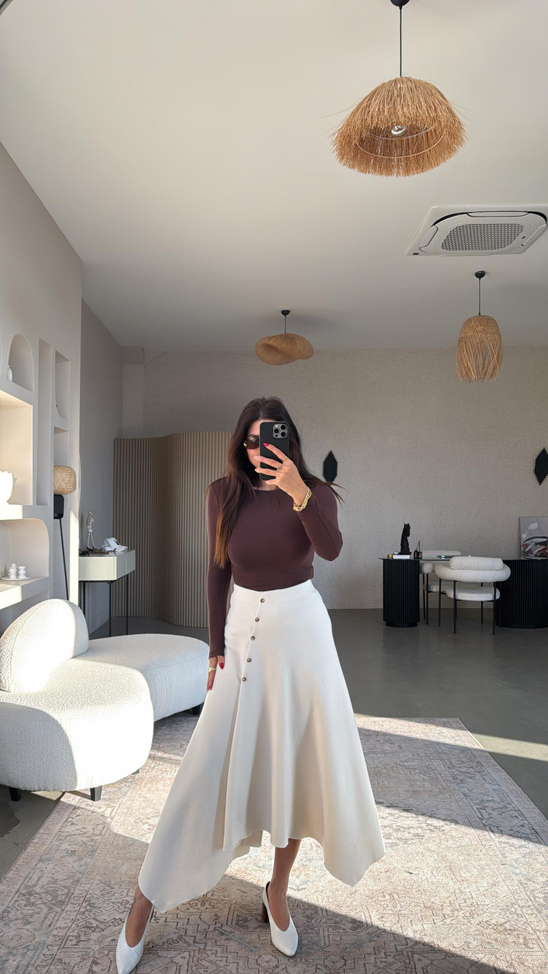 Vanilya Selanik ZR Model Düğmeli Etek