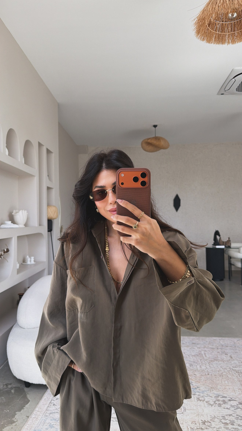 Vizon Gizli Düğmeli Gömlek Pantolon Takım