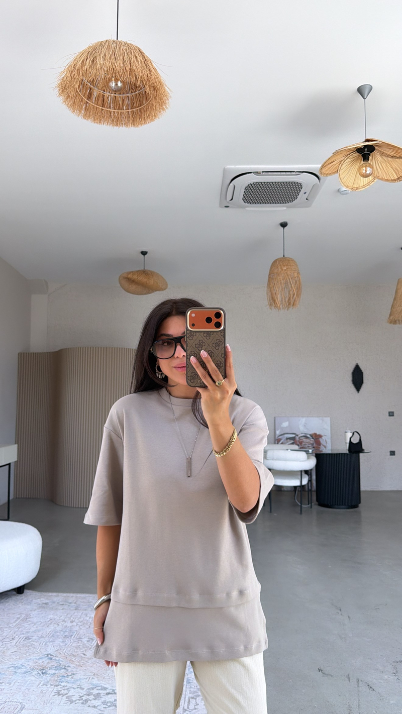 Vizon İnterlok Kumaş Altı Parçalı Basic Tshirt
