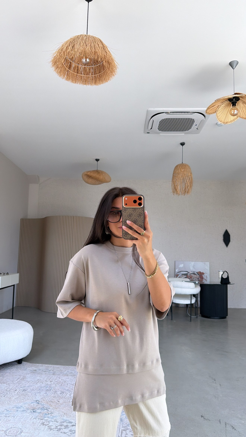 Vizon İnterlok Kumaş Altı Parçalı Basic Tshirt