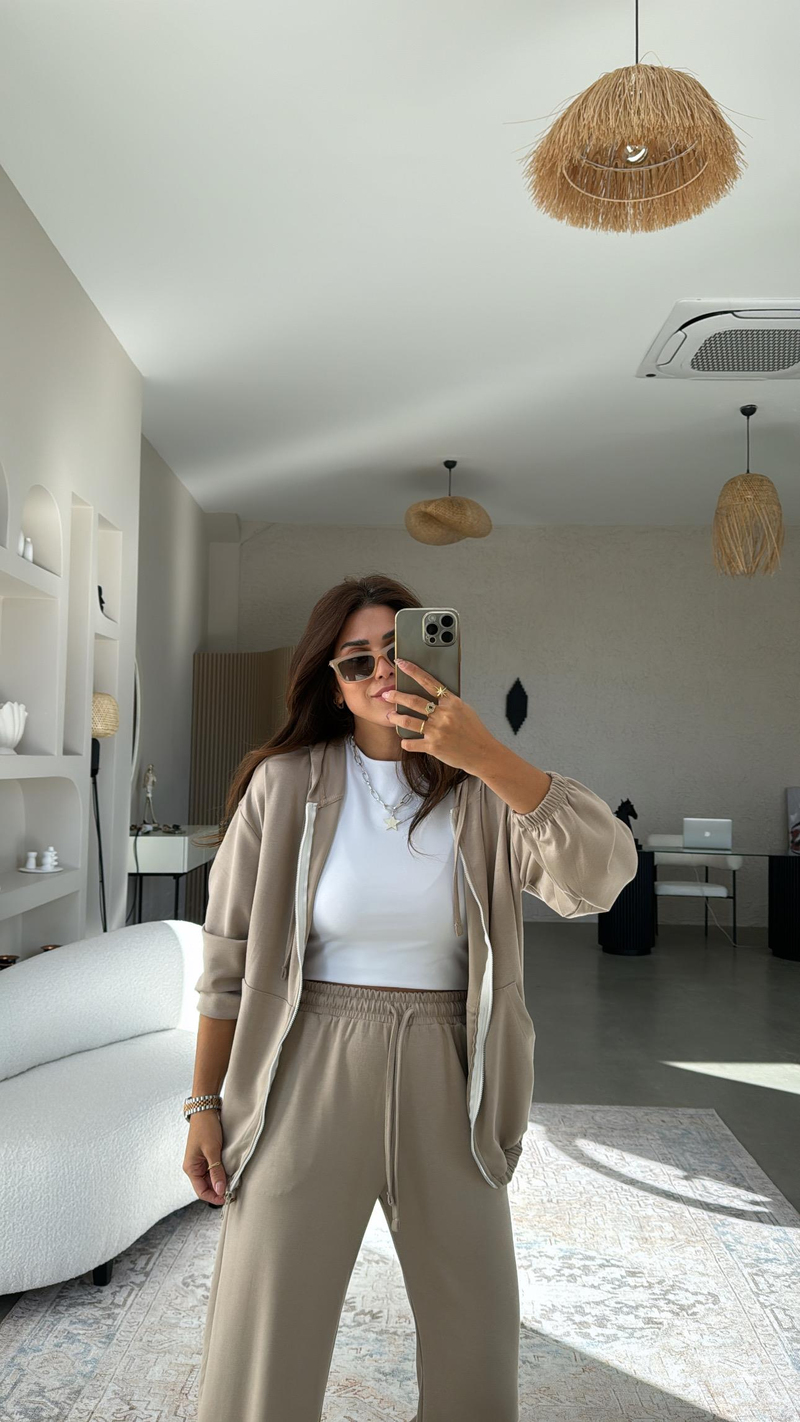 Vizon Paça Lastikli Fermuarlı Ceketli Takım