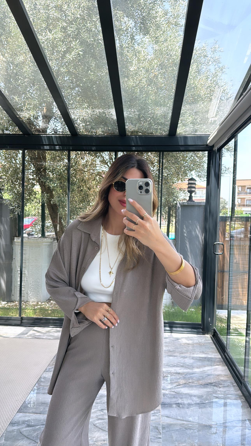 Vizon Paça Pensli Pantolon Gömlek Takım