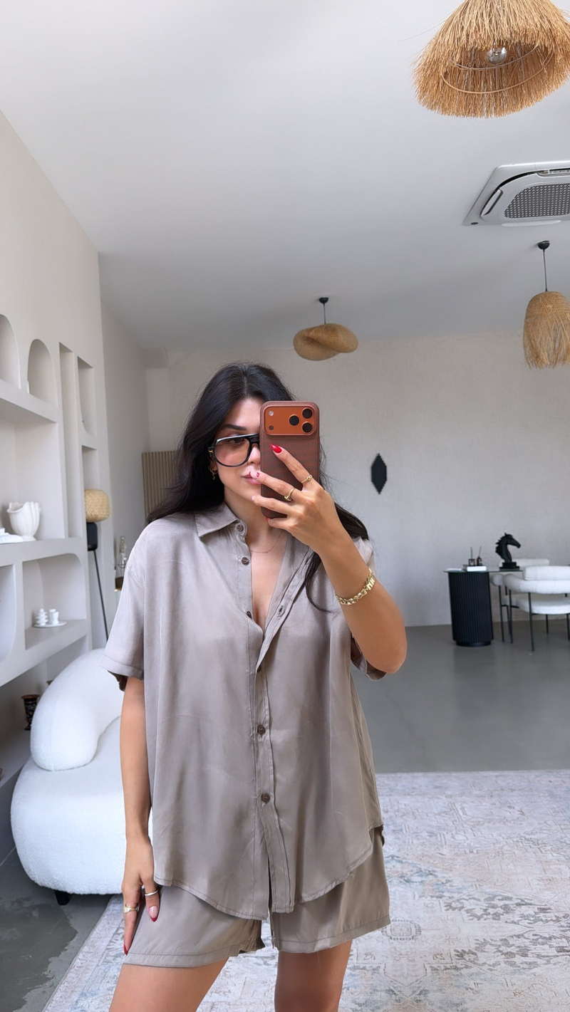 Vizon Premium Kumaş Gömlek Şort Takım