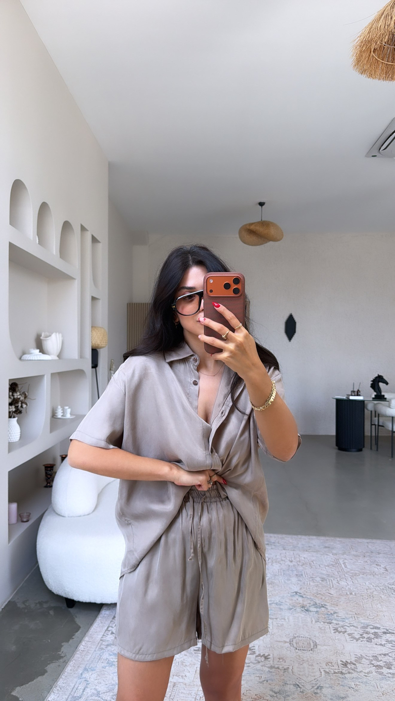 Vizon Premium Kumaş Gömlek Şort Takım