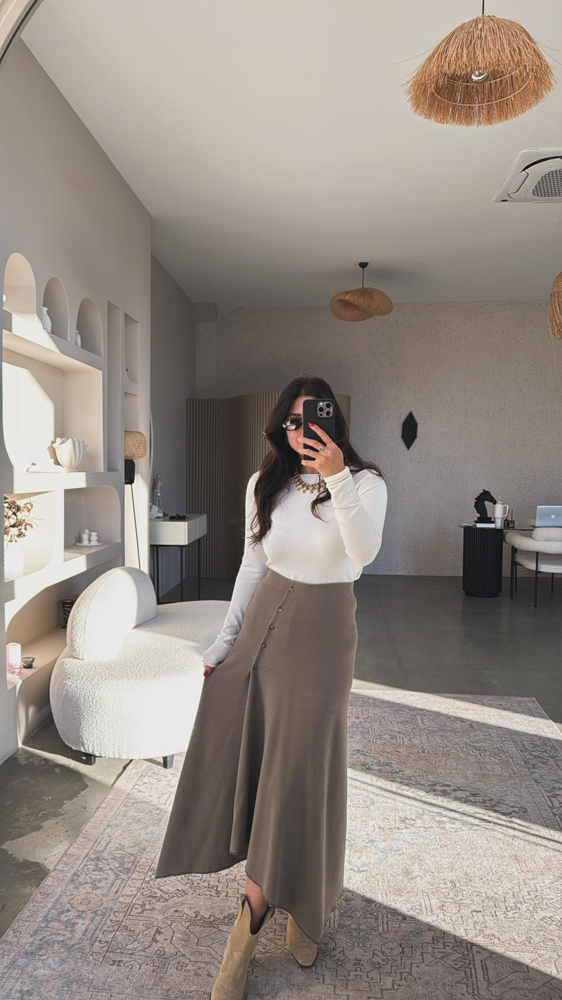 Vizon Selanik ZR Model Düğmeli Etek