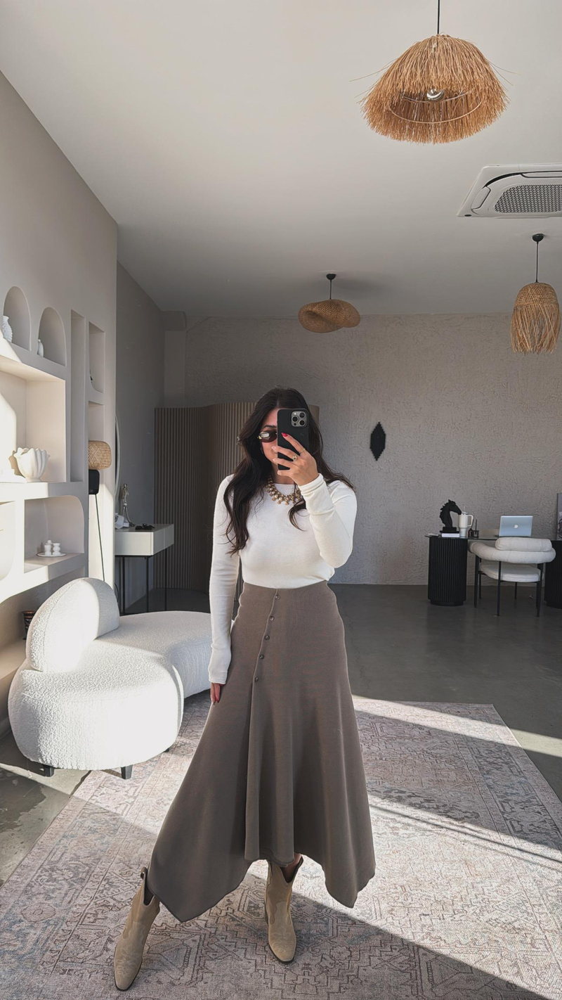 Vizon Selanik ZR Model Düğmeli Etek