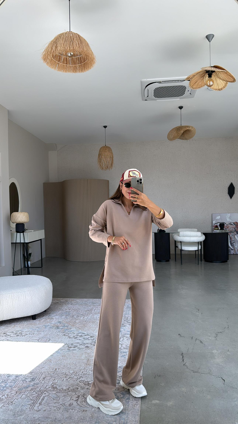 Vizon Yakalı Modal Kumaş Takım
