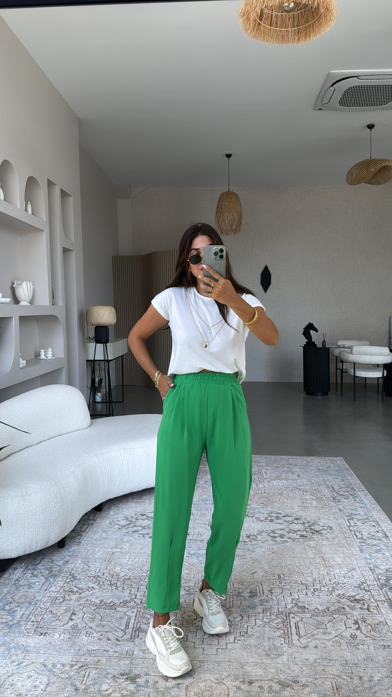 Yeşil Havuç Kumaş Pantolon
