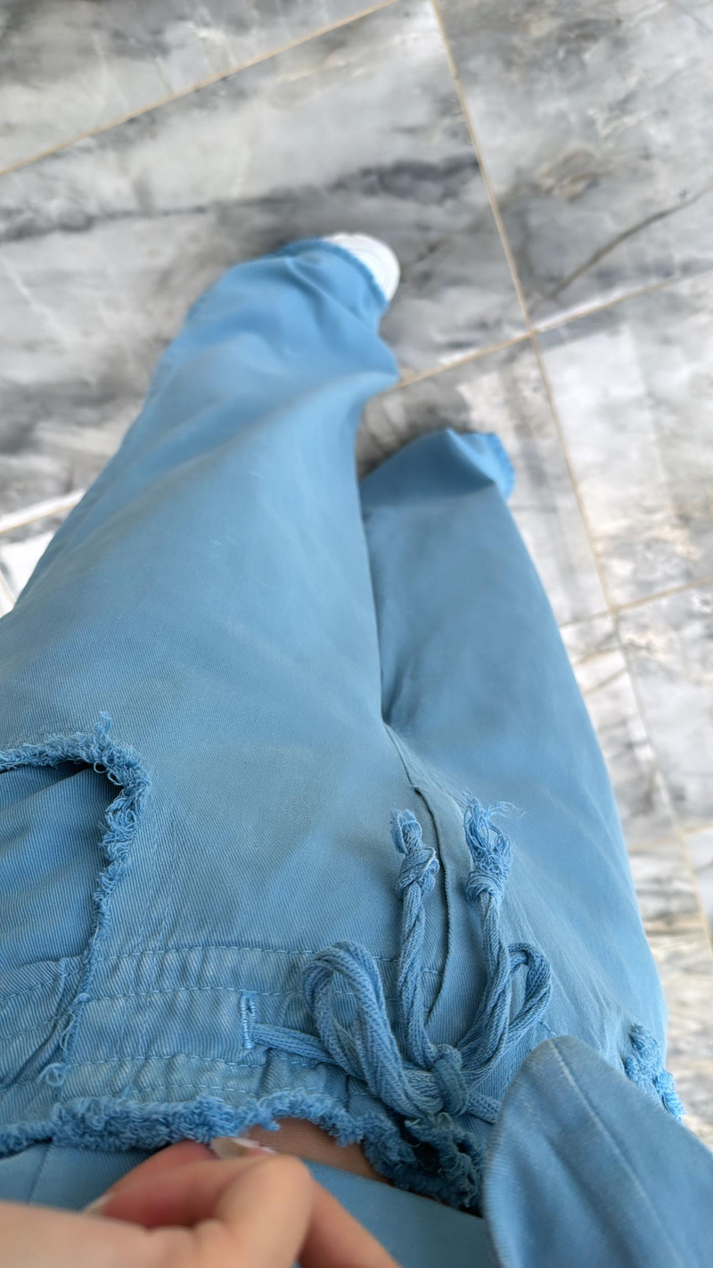 Yıkamalı Straplez Bluz Pantolon Takım