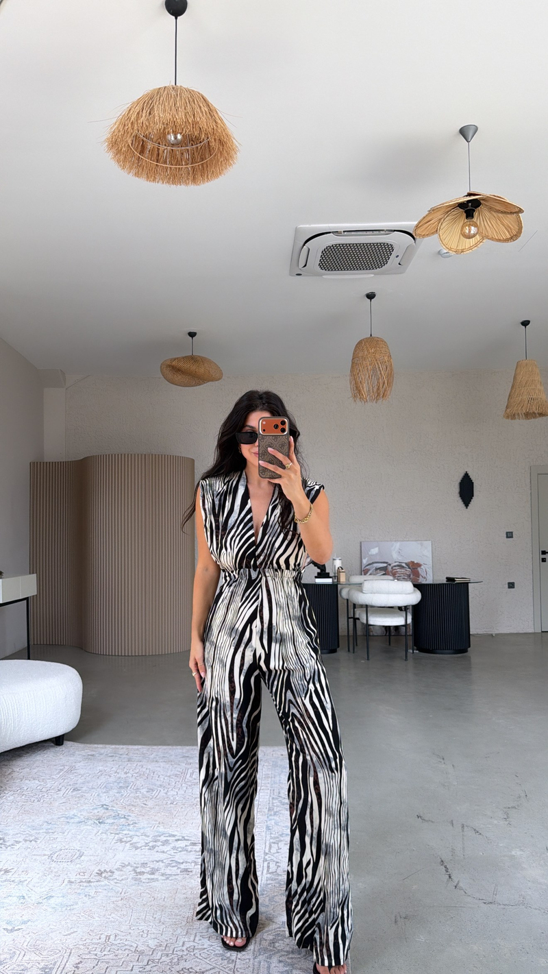 Zebra Desenli Viskon Tulum