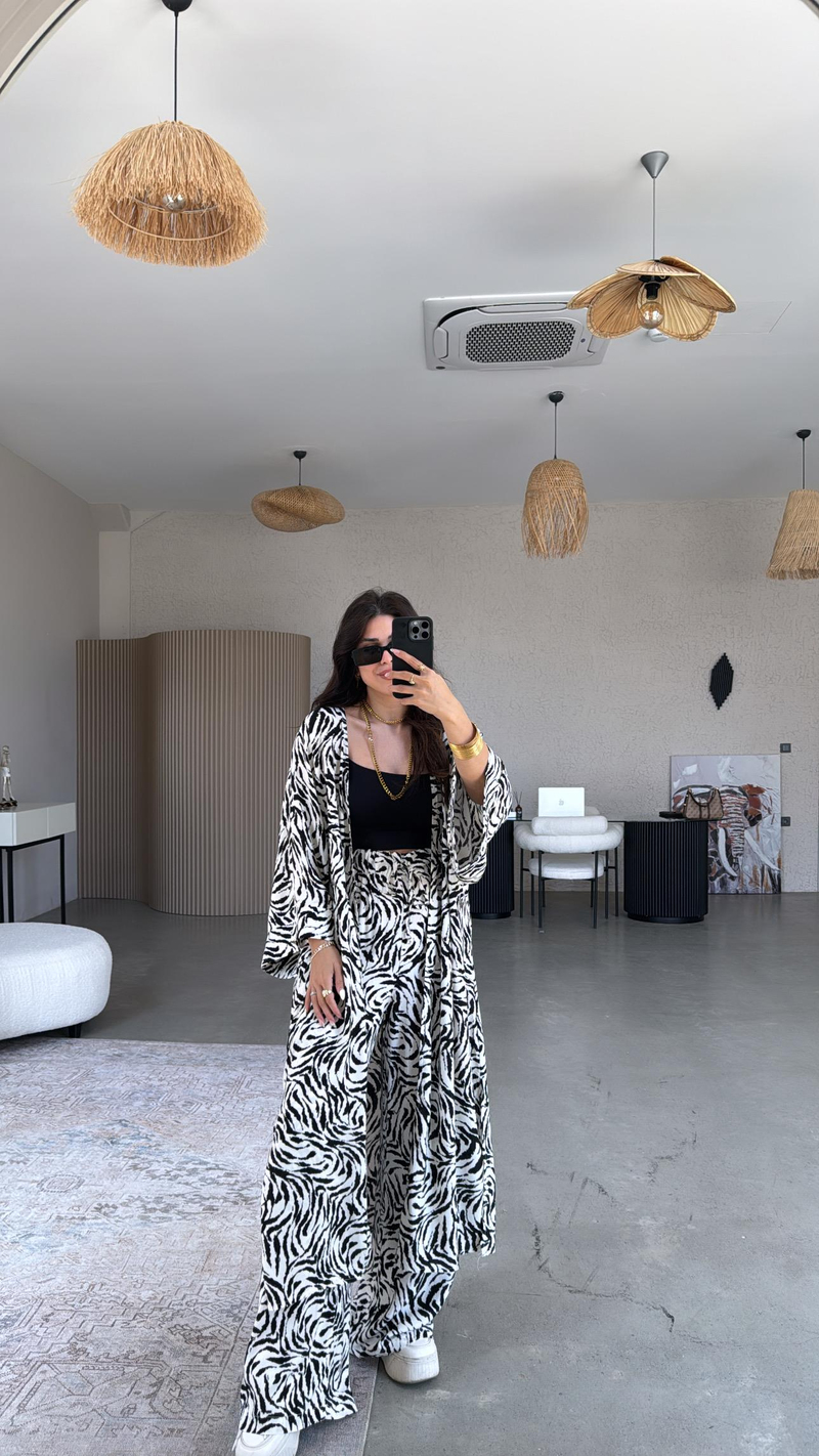 Zebra Kimono Pantolon Takım