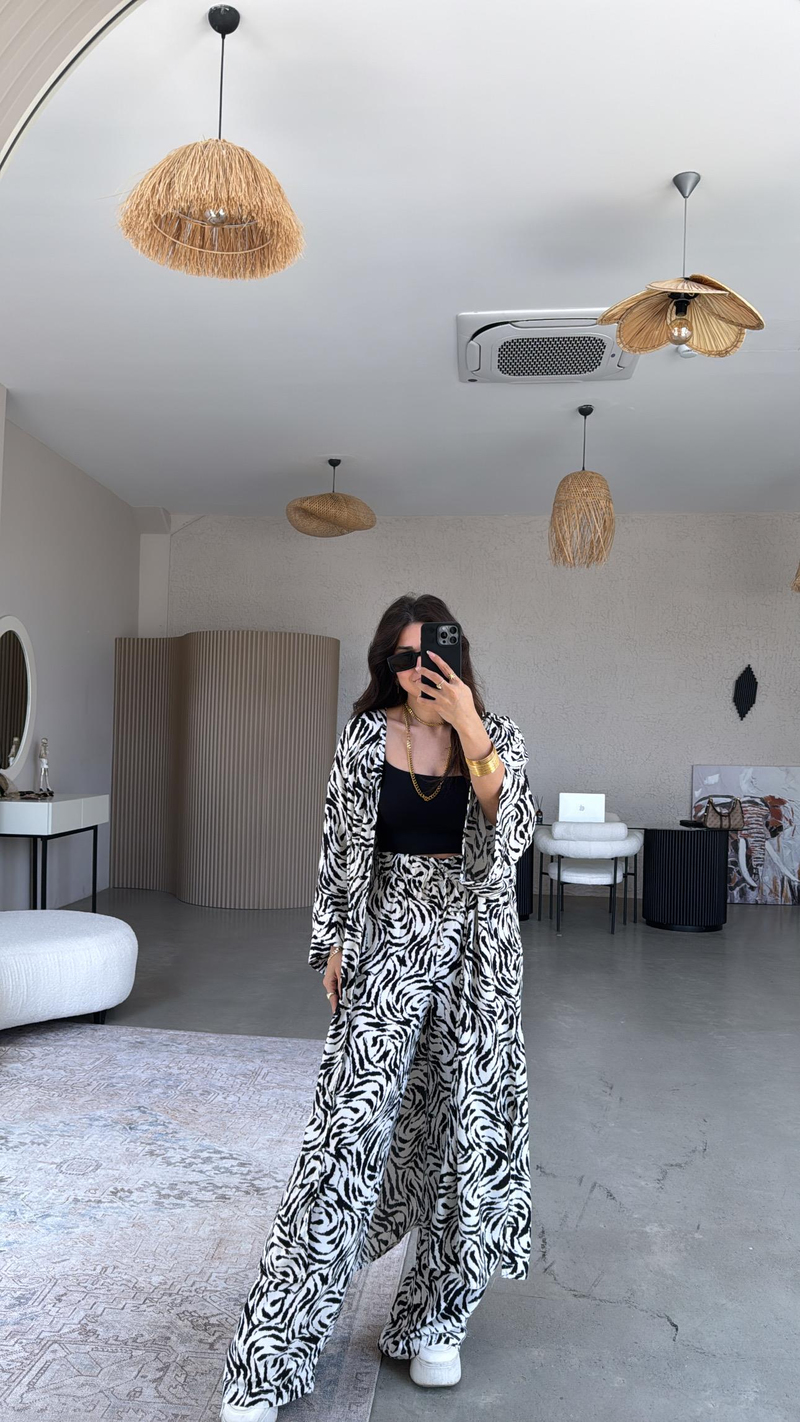 Zebra Kimono Pantolon Takım
