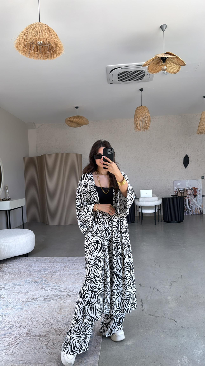 Zebra Kimono Pantolon Takım
