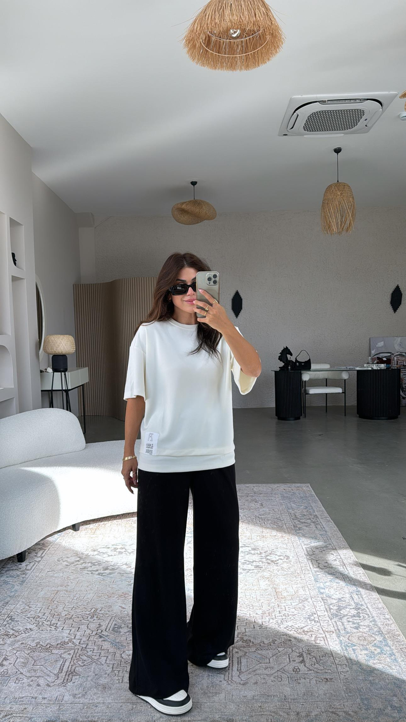 ZR Ekru Kısa Kol Sweatshirt