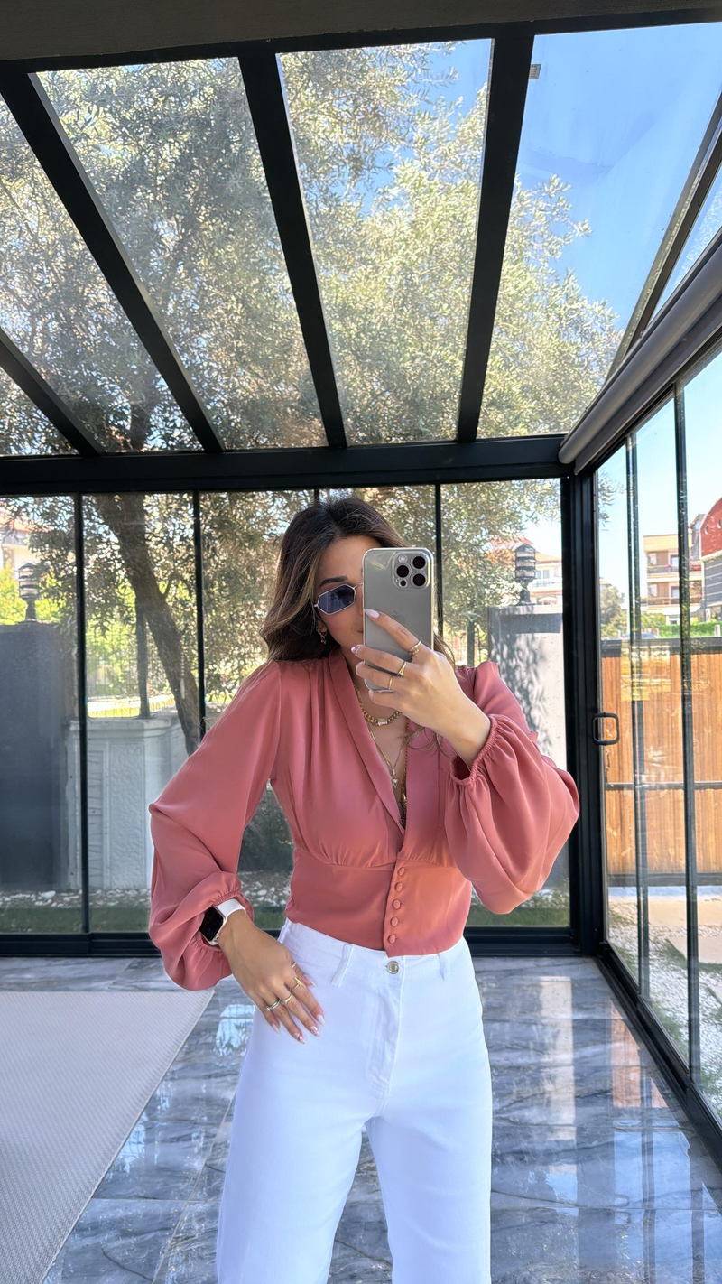 ZR Gülkurusu Balon Kollu Bluz