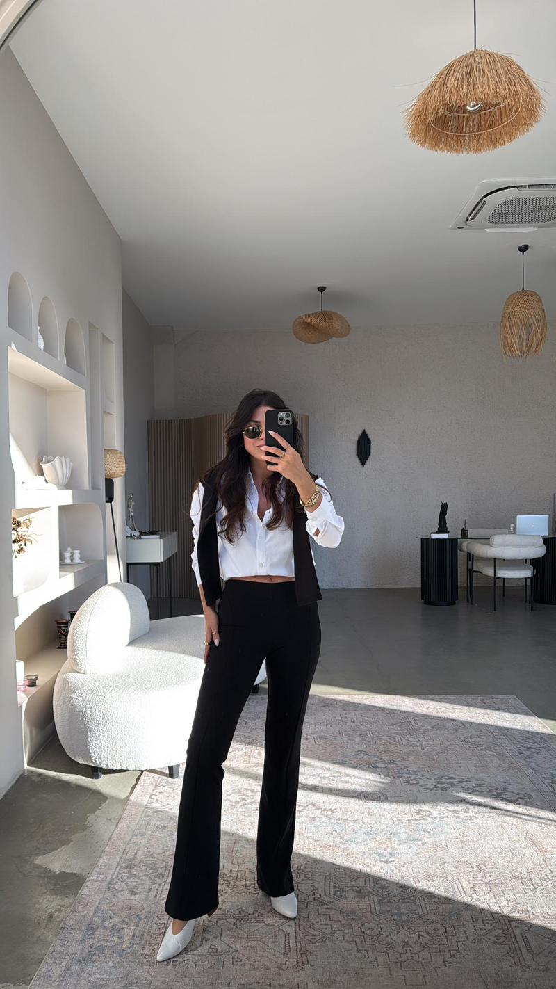 Zr Mid Rise Flare Kumaş Pantolon