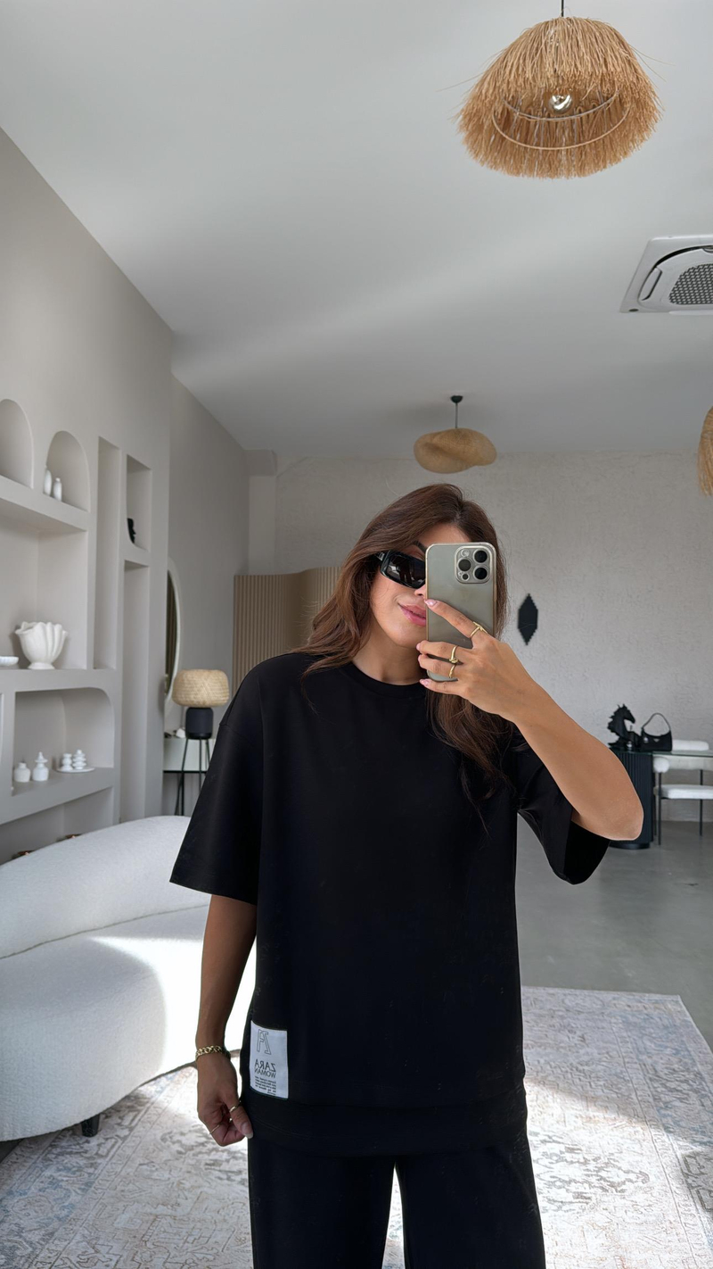 ZR Siyah Kısa Kol Sweatshirt