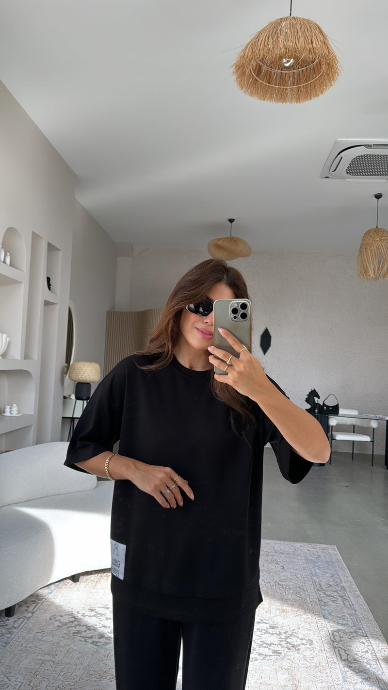 ZR Siyah Kısa Kol Sweatshirt