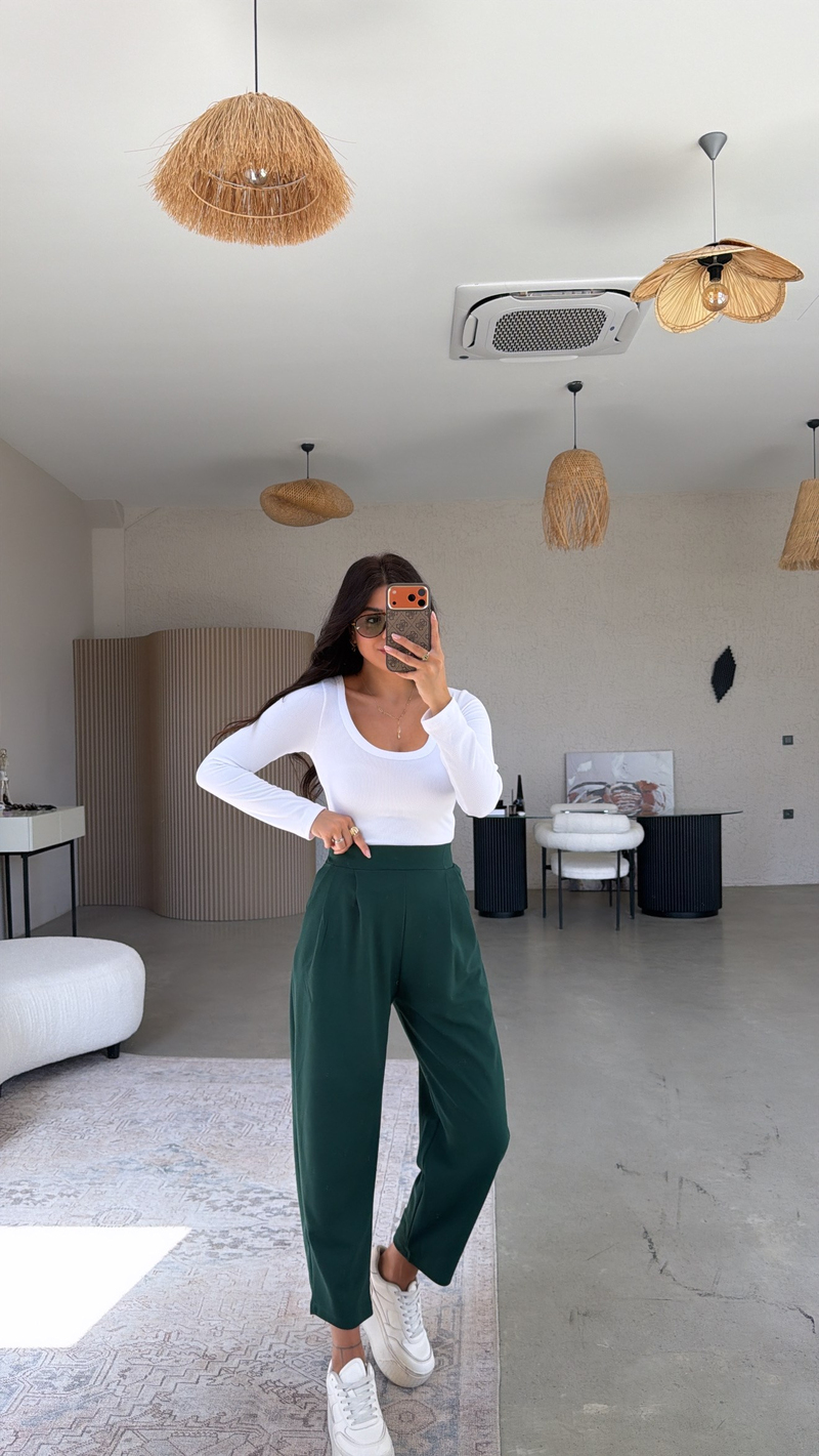 Zümrüt Krep Kumaş Harem Pantolon